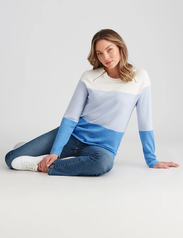 Rockmans Long Sleeve Colour Block Knitwear Top, hi-res image number null