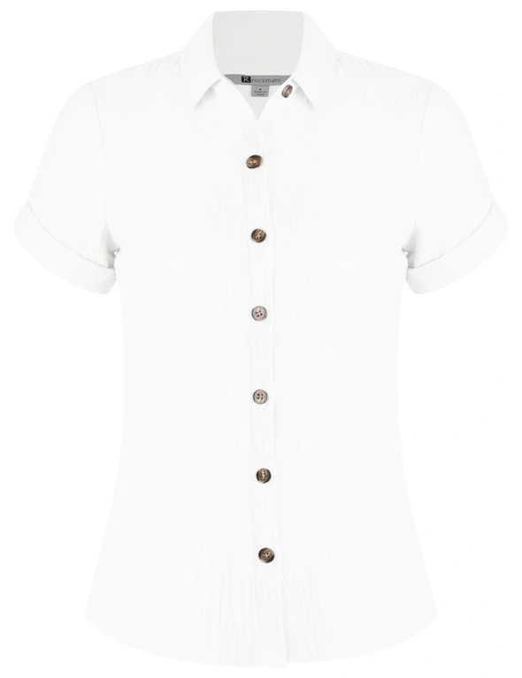 Rockmans Short Sleeve Cotton Curve Hem Shirt, hi-res image number null
