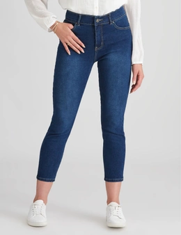 Rockmans 7/8 Length Mid Wash Distressed Jeans