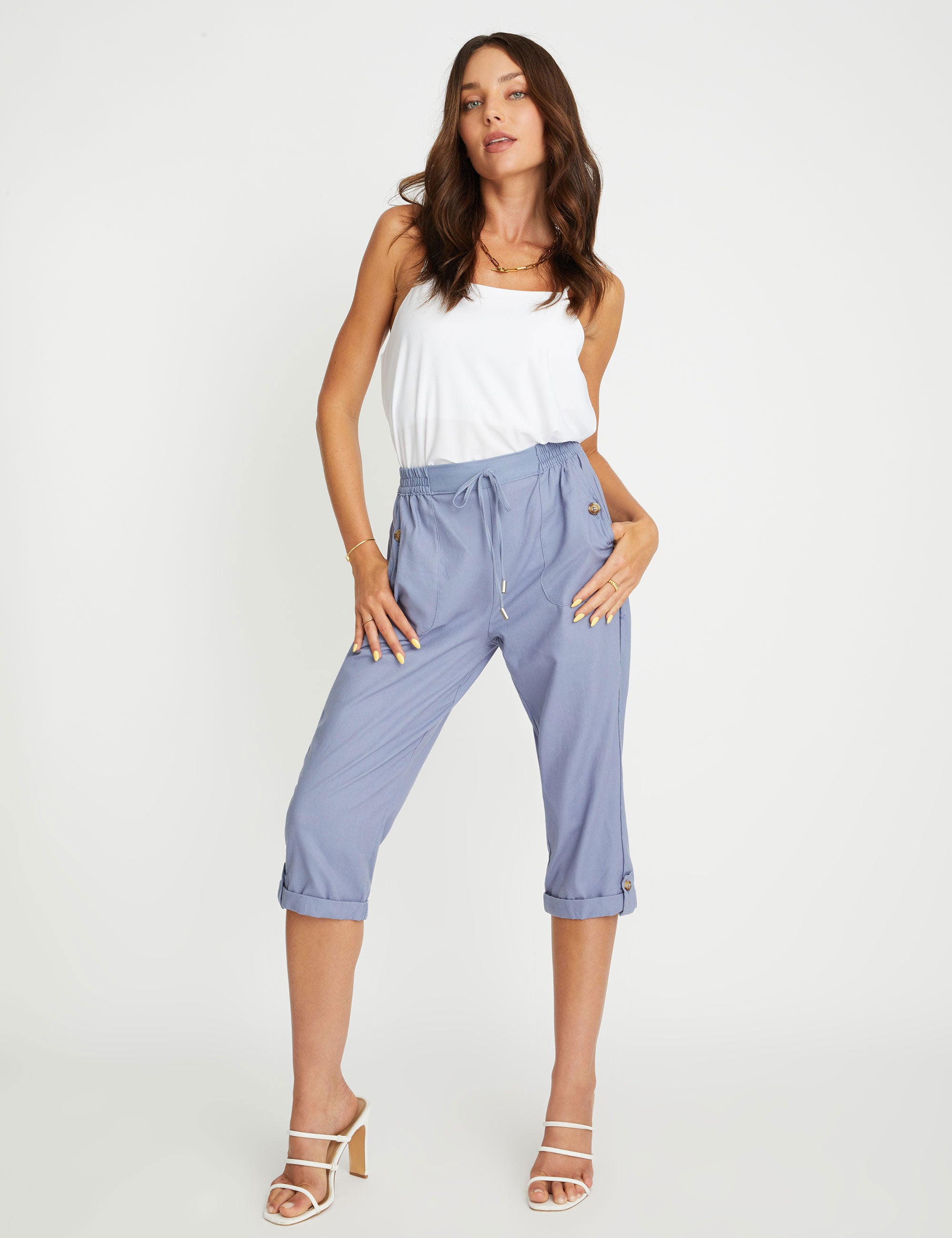 Rockmans Crop Linen Pants