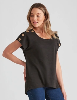 Rockmans Extended Sleeve Button Detail Top