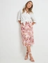 Rockmans Midi Tropical Print Linen Skirt, hi-res