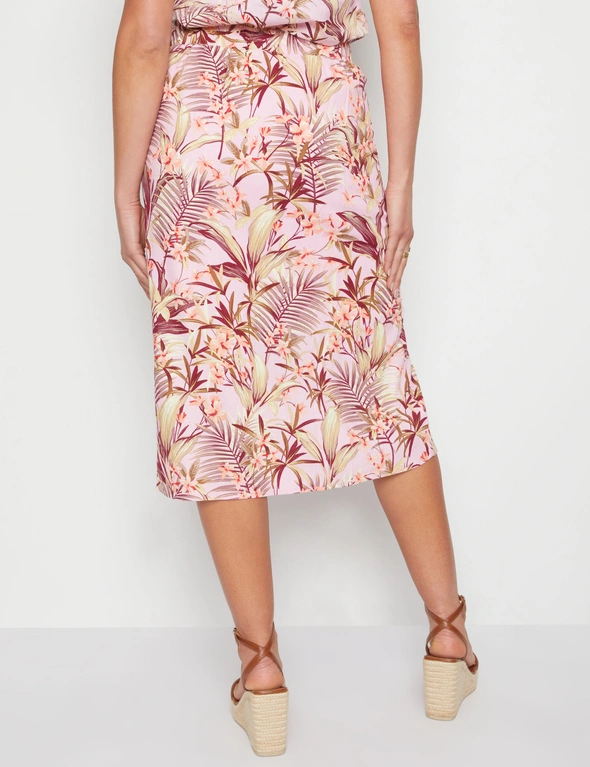 Rockmans Midi Tropical Print Linen Skirt, hi-res image number null