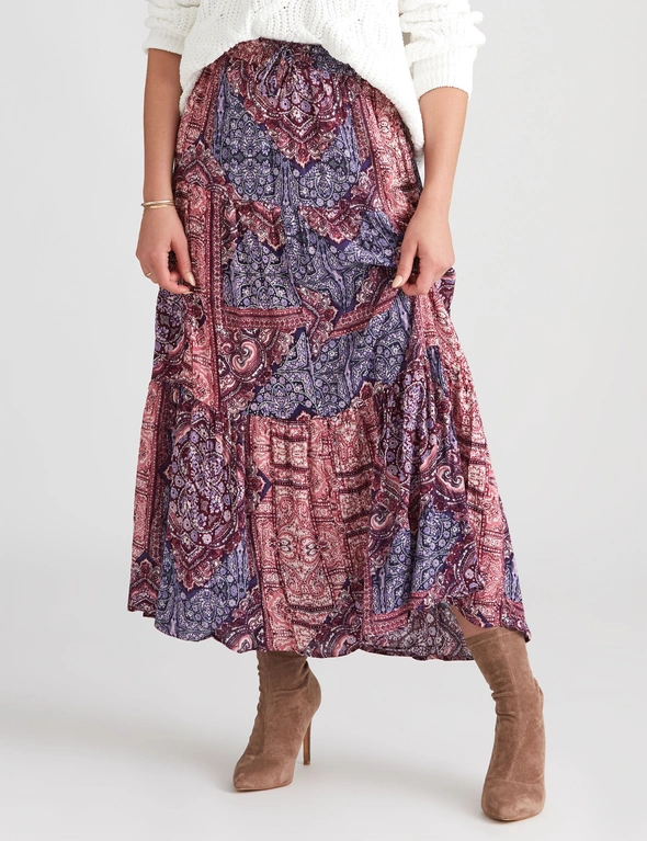 Rockmans Crinkle Tiered Maxi Skirt, hi-res image number null