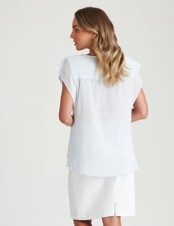 Rockmans Short Sleeve Woven Frill Lace Top, hi-res image number null