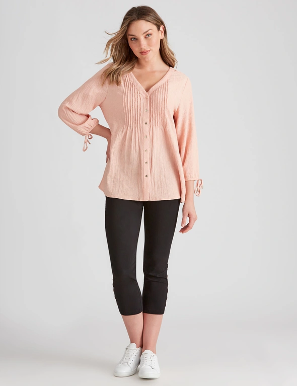 Rockmans Knitwear 3/4 Sleeve Lace Up Top, hi-res image number null