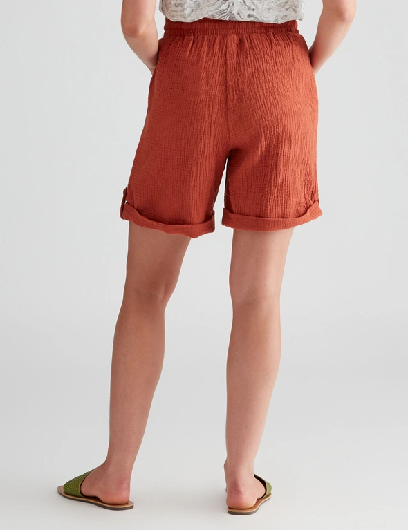 Rockmans Mid Thigh Woven Cotton Button Shorts, hi-res image number null