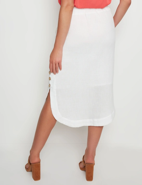 Rockmans Midi Woven Cotton Crush Skirt, hi-res image number null