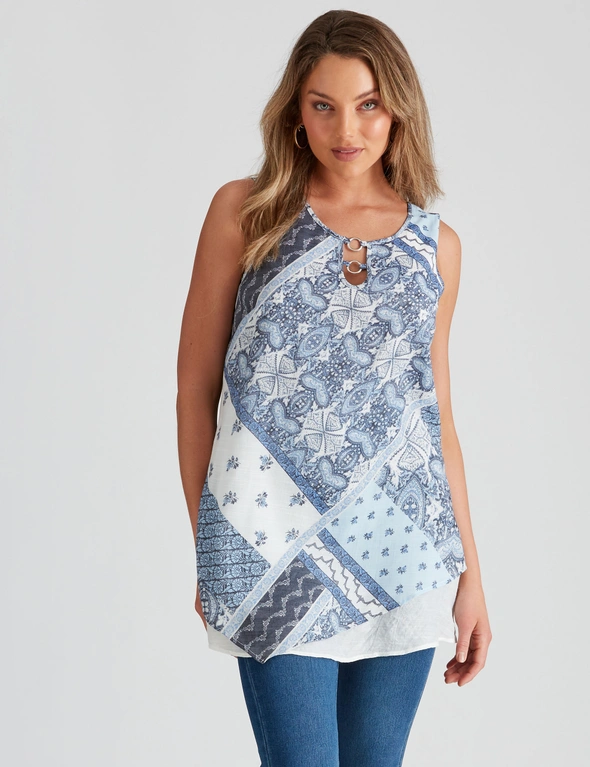 Rockmans Sleeveless Woven Double Layer Top, hi-res image number null