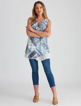 Rockmans Sleeveless Woven Double Layer Top