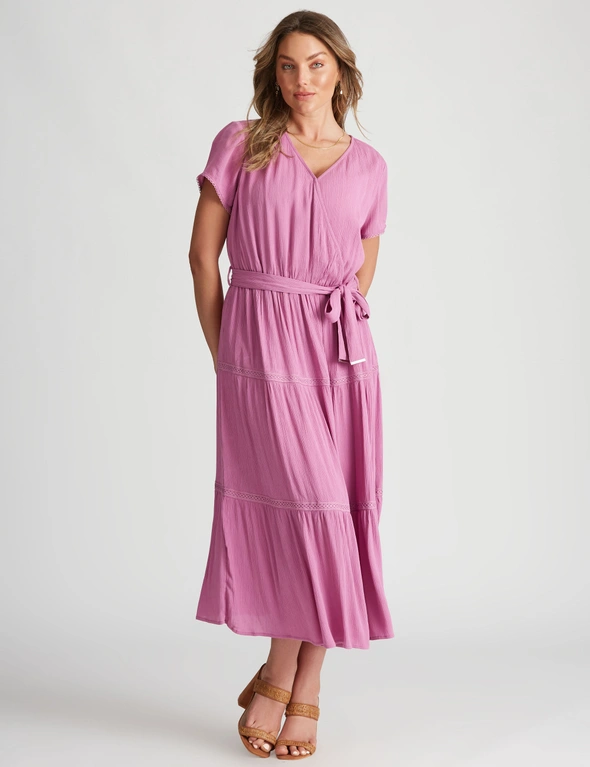 Rockmans Cap Sleeve Woven Tiered Midi Dress, hi-res image number null