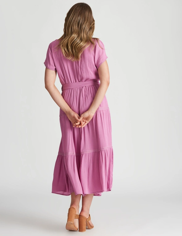 Rockmans Cap Sleeve Woven Tiered Midi Dress, hi-res image number null