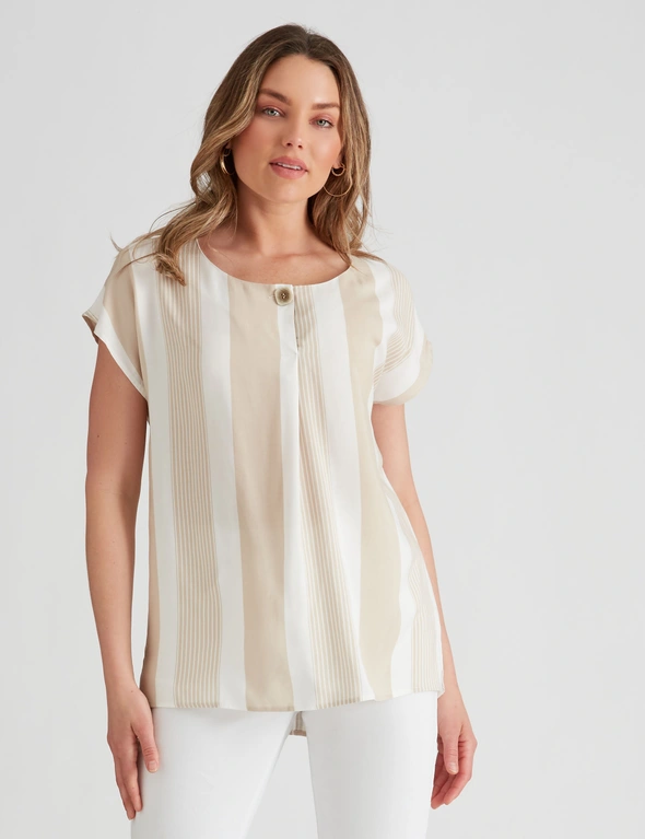 Rockmans Extended Sleeve Woven Button Top, hi-res image number null
