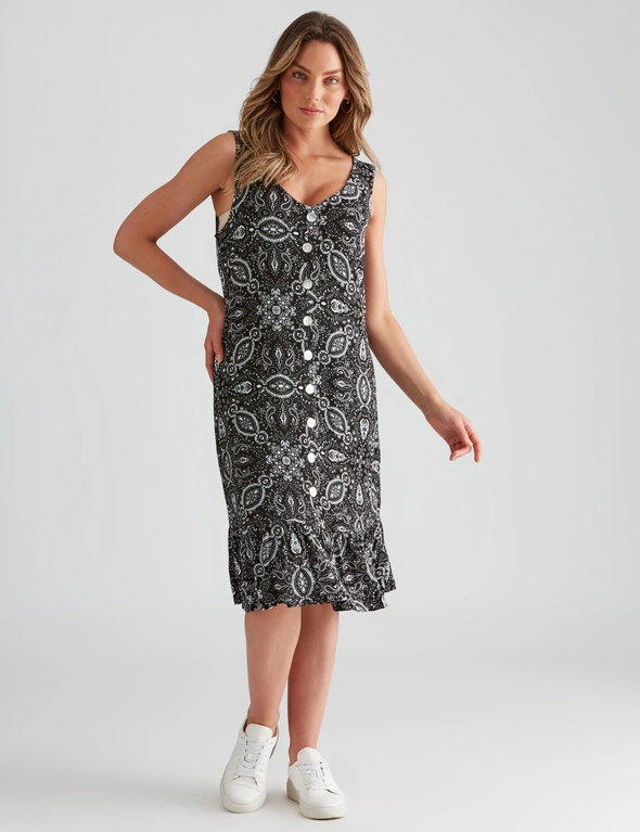 Rockmans Sleeveless Knitwear Knee Length Frill Dress | W Lane