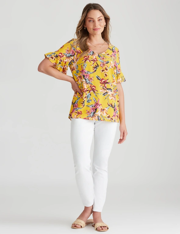 Rockmans Woven Short Sleeve Top, hi-res image number null