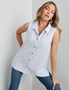 Rockmans Linen Pintuck Sleeveless Shirt , hi-res