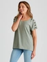 Rockmans Extended Sleeve Embroidered Button Top, hi-res