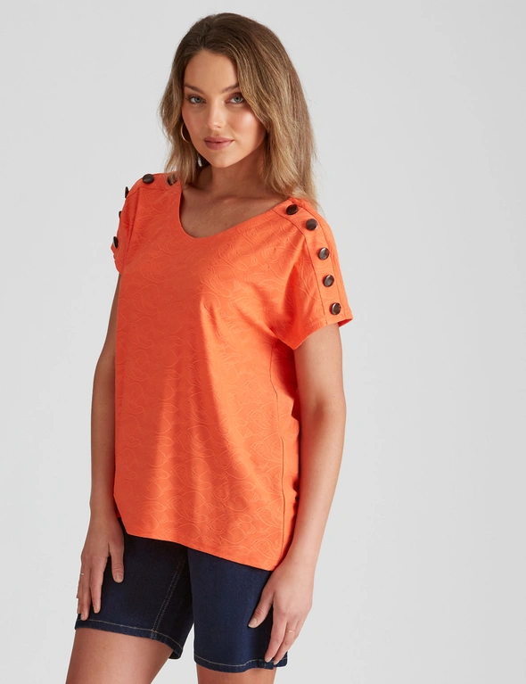 Rockmans Extended Sleeve Embroidered Button Top, hi-res image number null