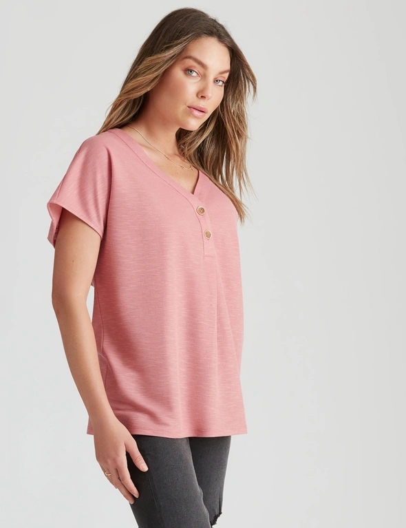 Rockmans Extended Sleeve Knitwear Button Detail Top, hi-res image number null
