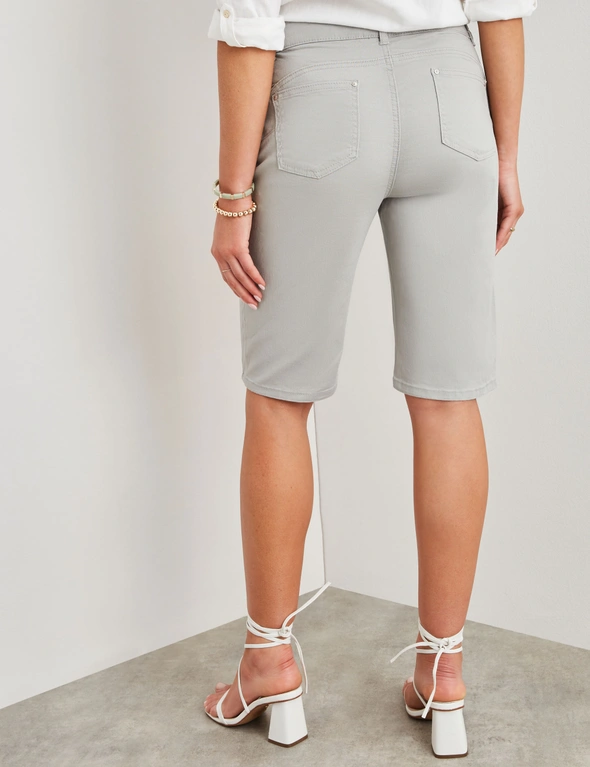 Rockmans Knee Length Zipped Pocket Solid Colour Shorts, hi-res image number null