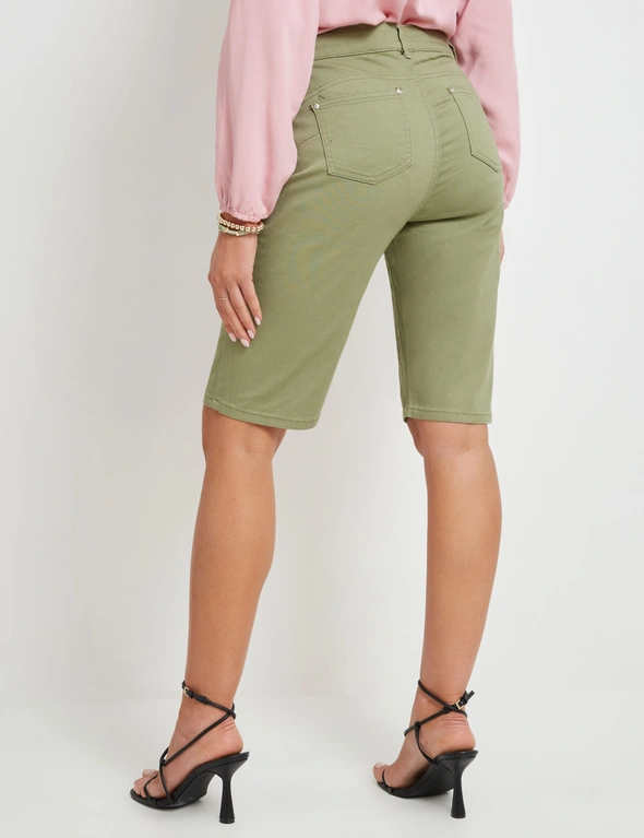 Rockmans Knee Length Zipped Pocket Solid Colour Shorts, hi-res image number null