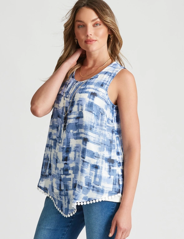 Rockmans Sleeveless Knitwear Layered Overlay Top, hi-res image number null