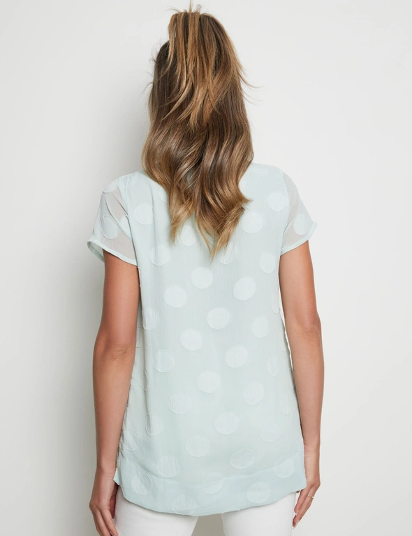 Rockmans Extended Sleeve Polka Dot High Low Top, hi-res image number null