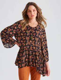 Rockmans Elbow Angel Sleeve Woven Blouse