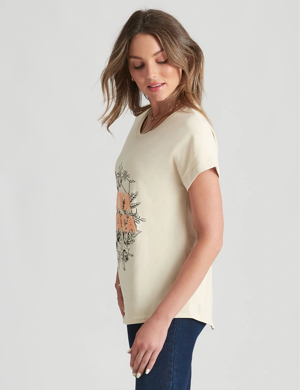 Rockmans Short Sleeve Knitwear Applique Graphic T-Shirt, hi-res image number null