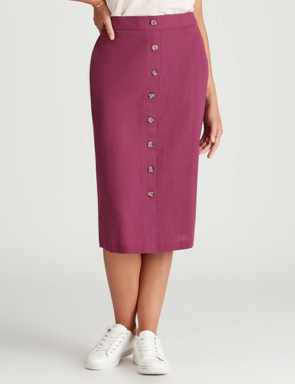 Rockmans Knee Length Woven Button Front Skirt, hi-res image number null
