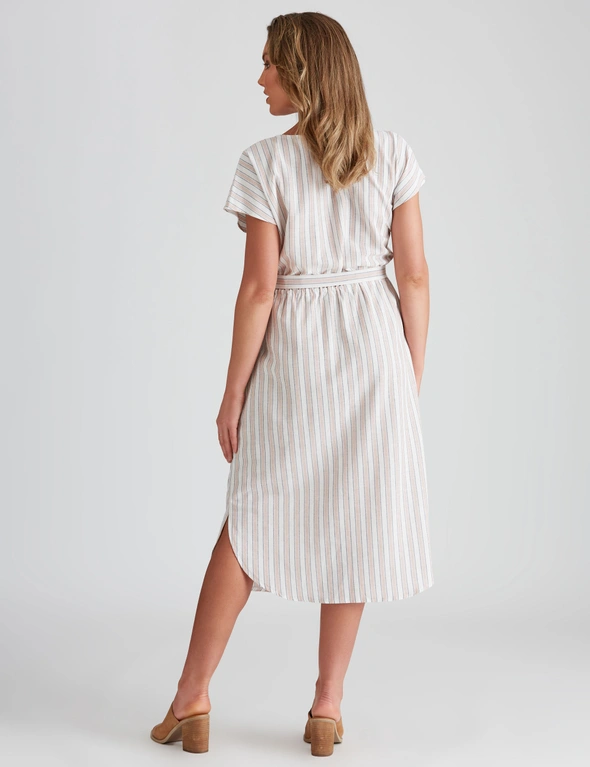 Rockmans Sleeveless Linen Stripe Dress, hi-res image number null