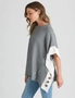 Rockmans Elbow Sleeve True Knitwear Poncho Buttons, hi-res