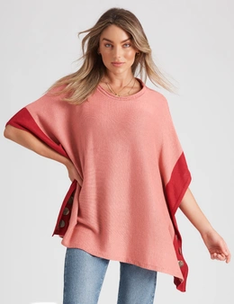 Rockmans Elbow Sleeve True Knitwear Poncho Buttons