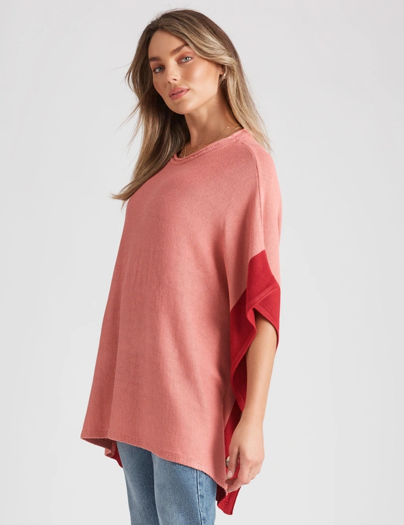 Rockmans Elbow Sleeve True Knitwear Poncho Buttons, hi-res image number null