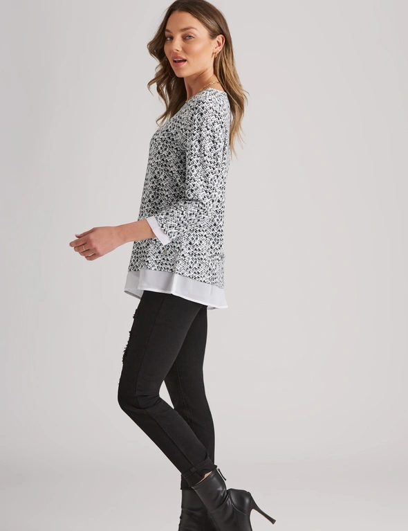 Rockmans 7/8 Sleeve Contrast Tunic, hi-res image number null