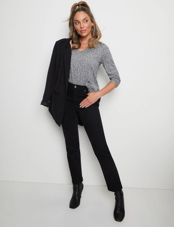 Rockmans Long Sleeve Knitwear Top With Georgette Panel, hi-res image number null