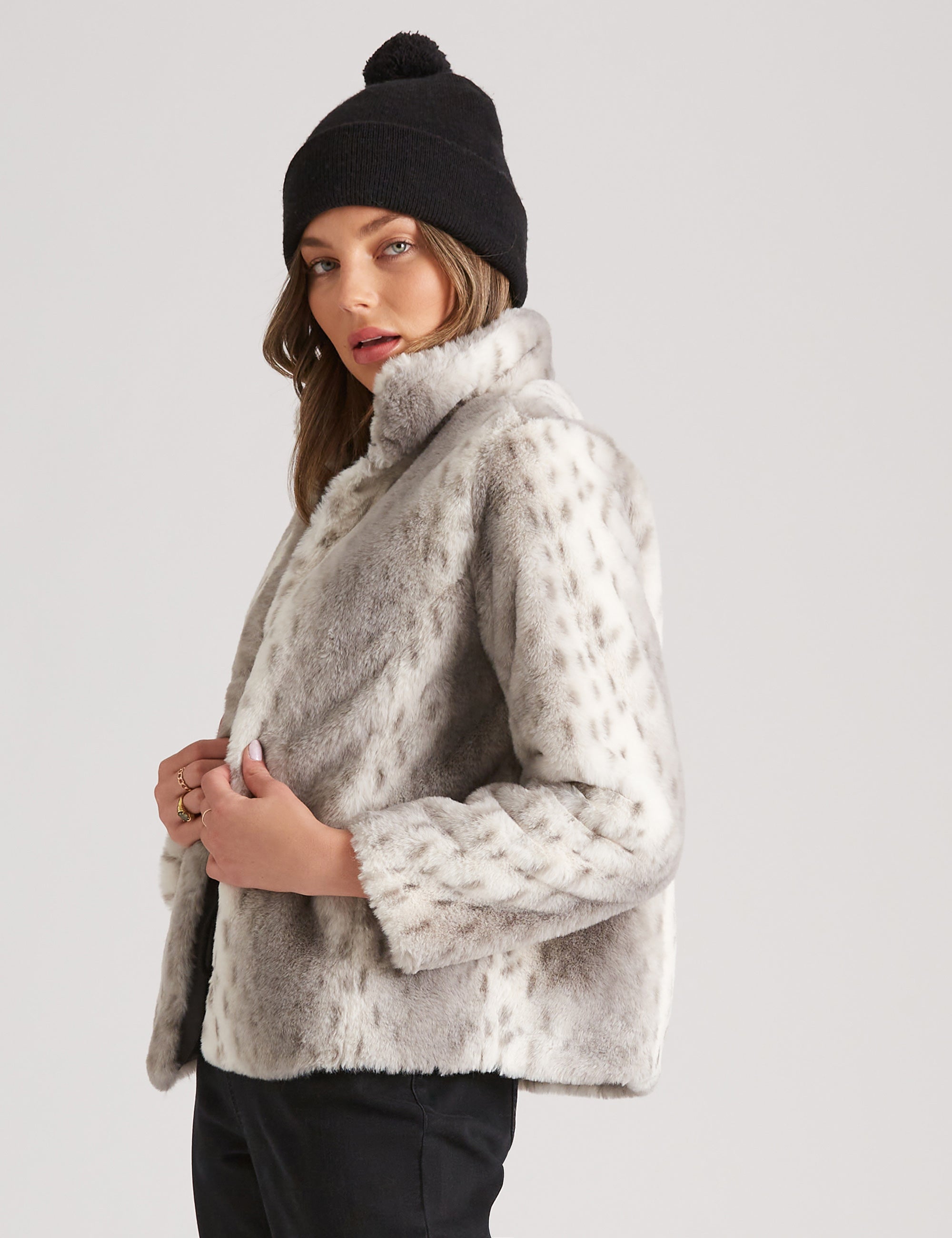 Grey faux fur deals puffer jacket