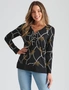 Rockmans Long Sleeve Knitwear Chain Lace Up Neck Top, hi-res