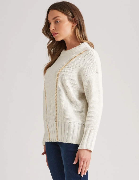 Rockmans Long Sleeve Chain Detail Knitwear Jumper, hi-res image number null