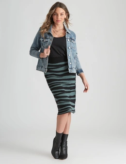 Rockmans Midi Length Zebra True Knitwear Skirt