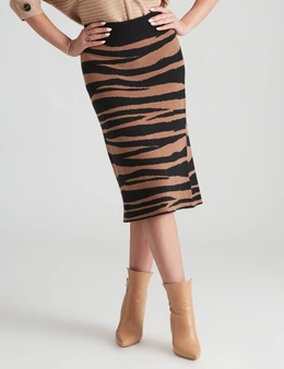 Rockmans Midi Length Zebra True Knitwear Skirt