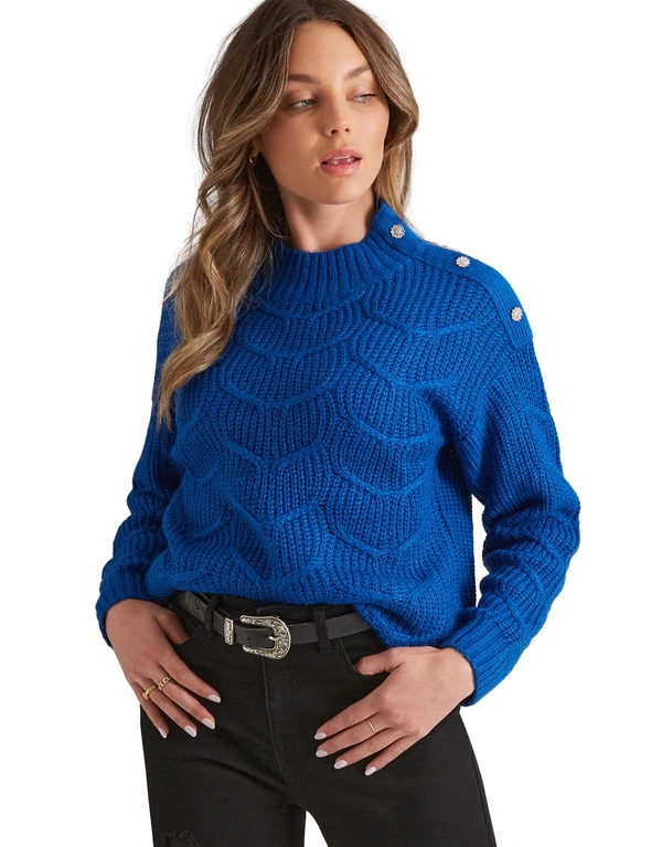 Rockmans Long Sleeve Diamante Button Cable Jumper, hi-res image number null