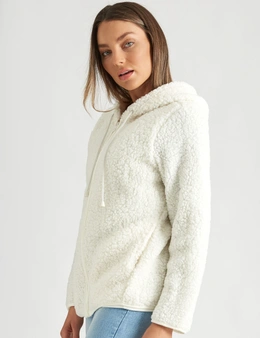 Rockmans Long Sleeve Zipped Front Fluffy Jacket