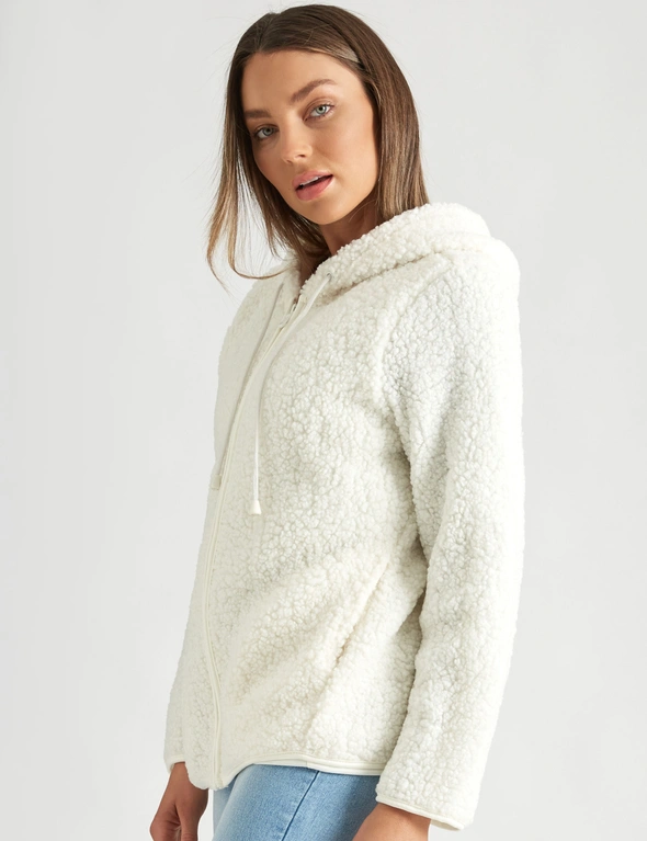 Rockmans Long Sleeve Zipped Front Fluffy Jacket, hi-res image number null