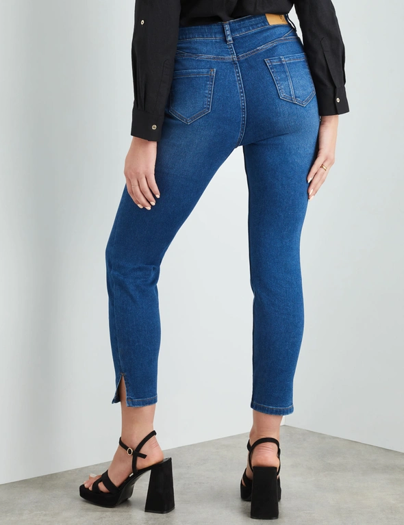 Rockmans Side Split Distressed Skinny Ankle Length Jeans, hi-res image number null