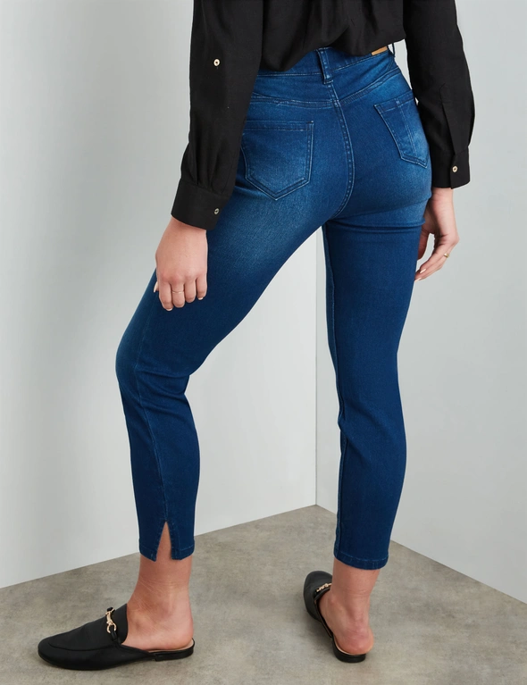 Rockmans Side Split Distressed Skinny Ankle Length Jeans, hi-res image number null