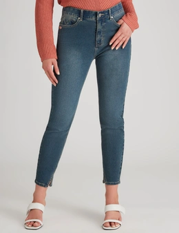 Rockmans Full Length Comfort Waist Side Split Skinny Leg Jeans