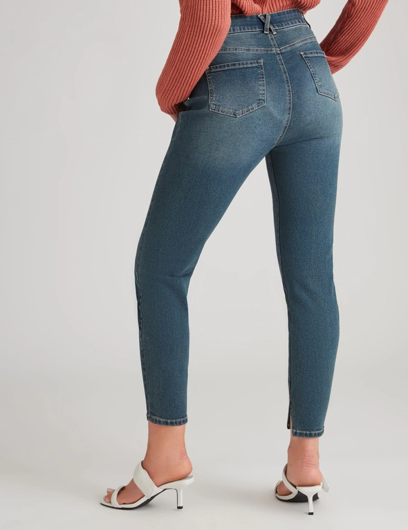 Rockmans Full Length Comfort Waist Side Split Skinny Leg Jeans, hi-res image number null