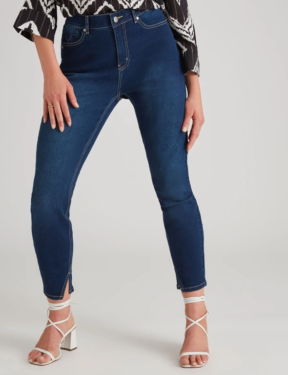 Rockmans Full Length Comfort Waist Side Split Skinny Leg Jeans, hi-res image number null