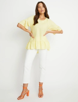 Rockmans Elbow Frill Sleeve and Hem Button BackTop